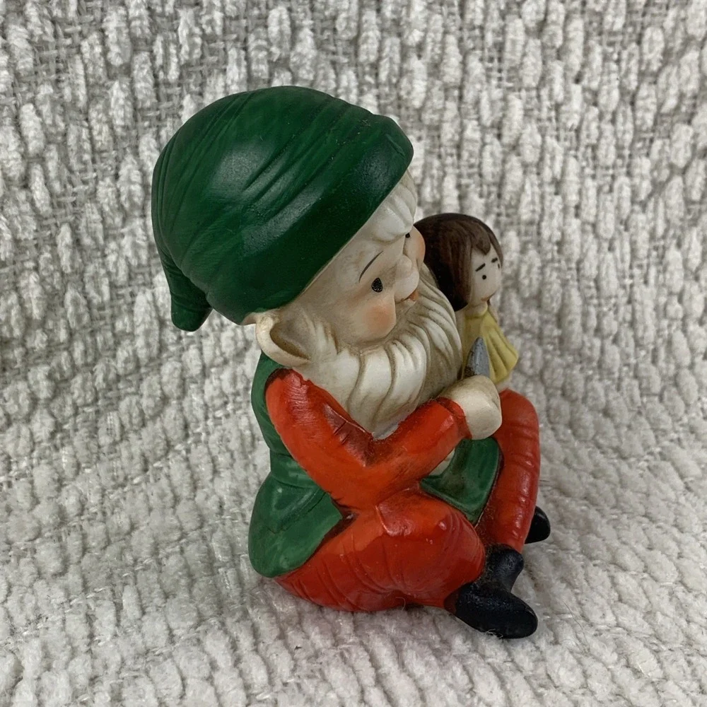 Homco Christmas Figurine 5205 Vintage AKA Murder Elf with Knife Killer Doll Girl